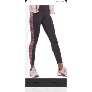 Reebok‎ Workout Ready Modern Safari  Leggings Black Pink Leopard Speedwick M